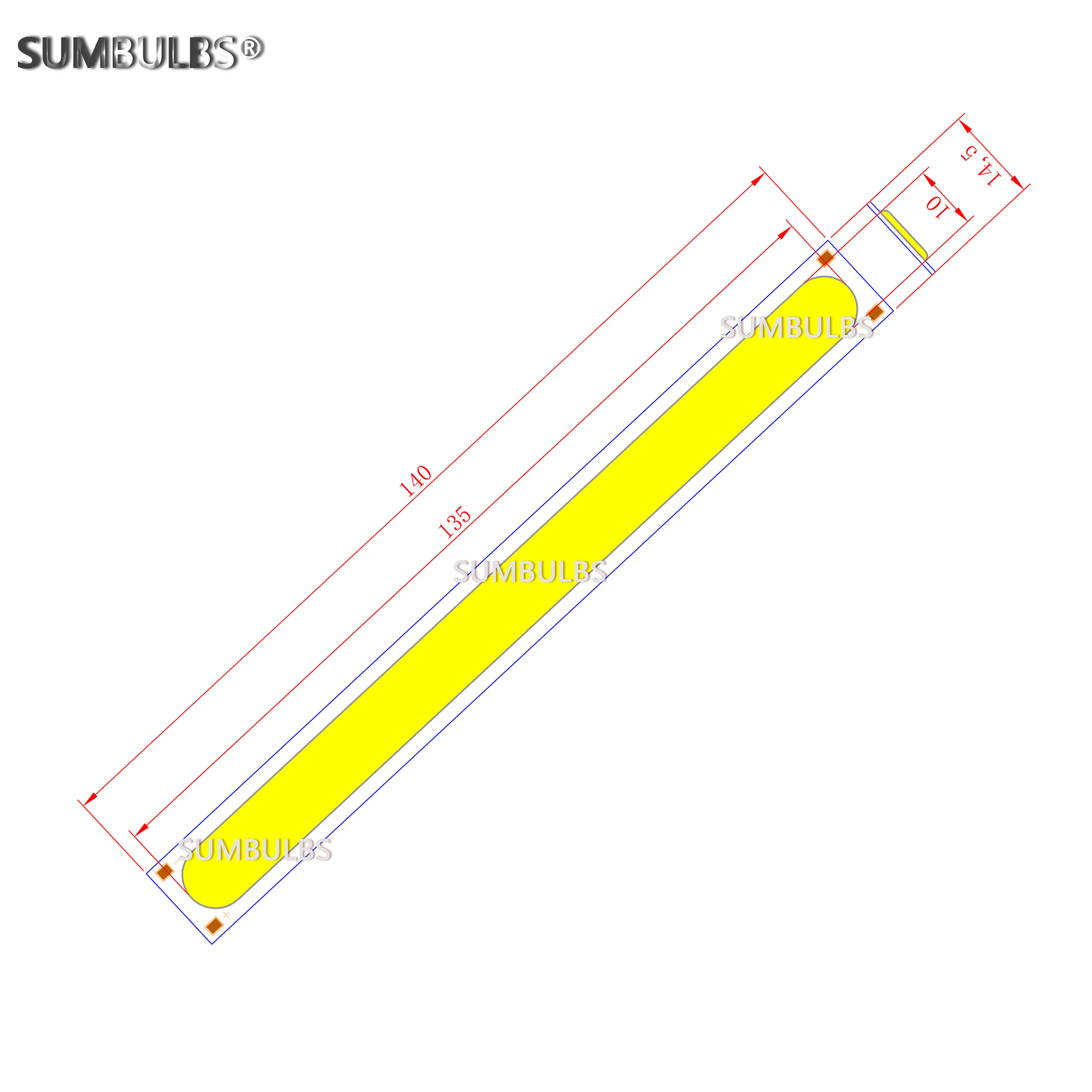 New 140x14.5mm 12V DC 6W Cold White LED Strip 600lm COB Light Source Bulb Chip on Board for DIY