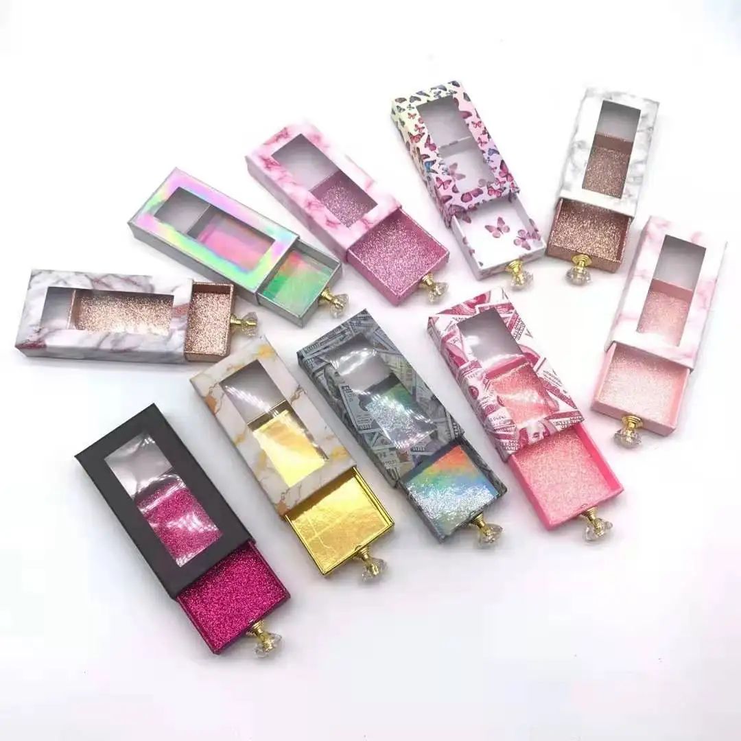 Rectangle Drawer Box Empty Eyelash Packaging Lash Cases Wholesale Clear Custom Made Lash Package with Lash tray