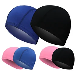 Swimming Cap Nylon Fabric Non-Slip Swimming Caps Long Hair Unisex Pool Cap With Earmuffs Protection Ladies Men Adult Children