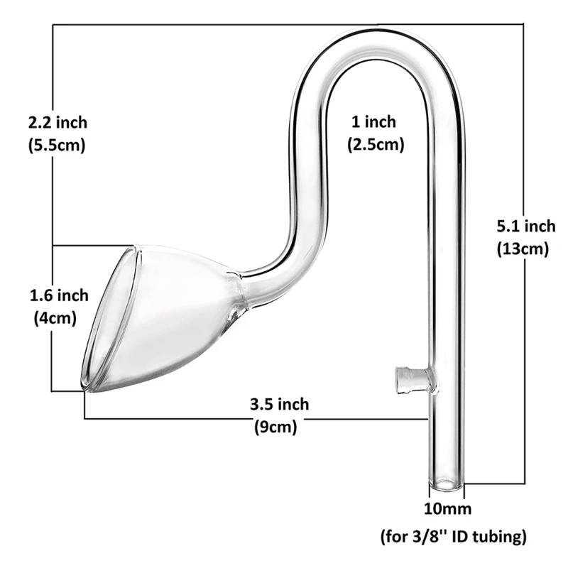 Aquarium Tank Outlet Water Outflow Lily Pipe Filter Accessories 10mm 13mm 17mm Transparent Glass with Suction Cups