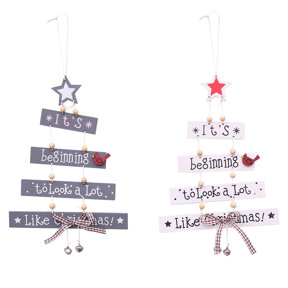 Natural Xmas Elk Wood Craft Christmas Tree Ornament Noel Christmas Decoration for Home Wooden Pendant Navidad Gift 2021 New Year
