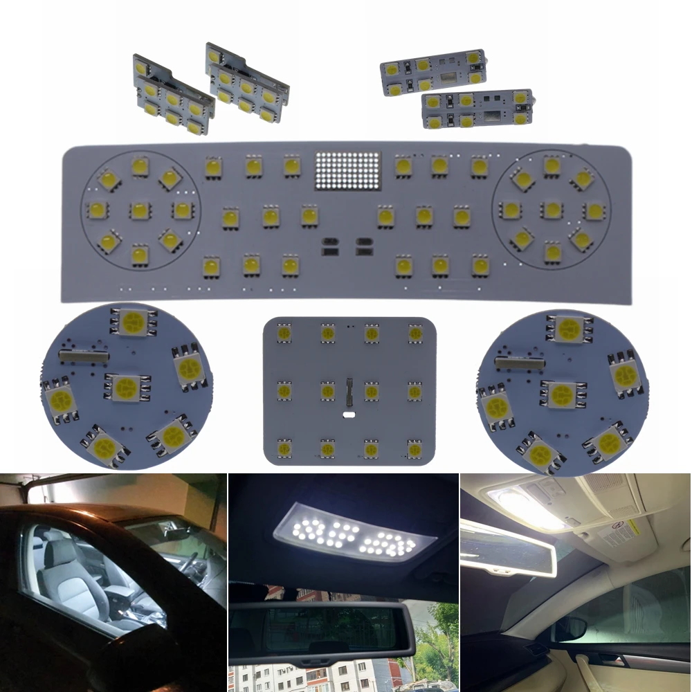 8pcs/set 5050 SMD Car Interior Dome Light Reading Light for Volkswagen VW Passat B6 B7 2008 2009 2010 2015 6500K 12V