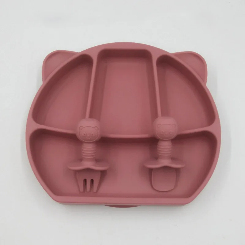 Baby Bowl Plates Safe Silicone Dining Plate Solid Cute Cartoon Children Dishes Training Tableware Kids Feeding Bowls