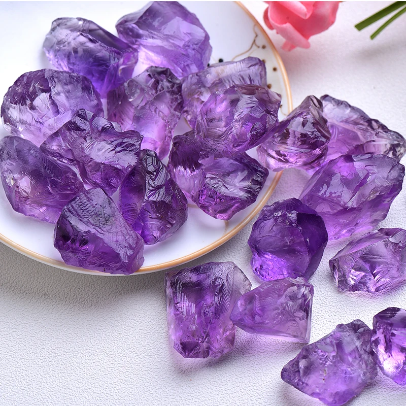 50g Natural Crystal Quartz Minerals Specimen Amethyst Irregular Shape Rough Rock Stone Reiki Healing Crystal Aquarium Home Decor