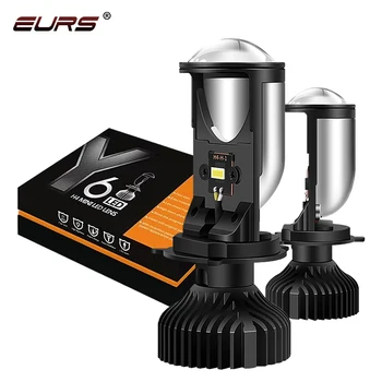 EURS Car Headlight H4 Projector Lens LED Lamp Canbus Mini Lens Auto Bulbs 90W/pair Fog Lights H4 9003 HB2 Hi/Lo Beam Y6