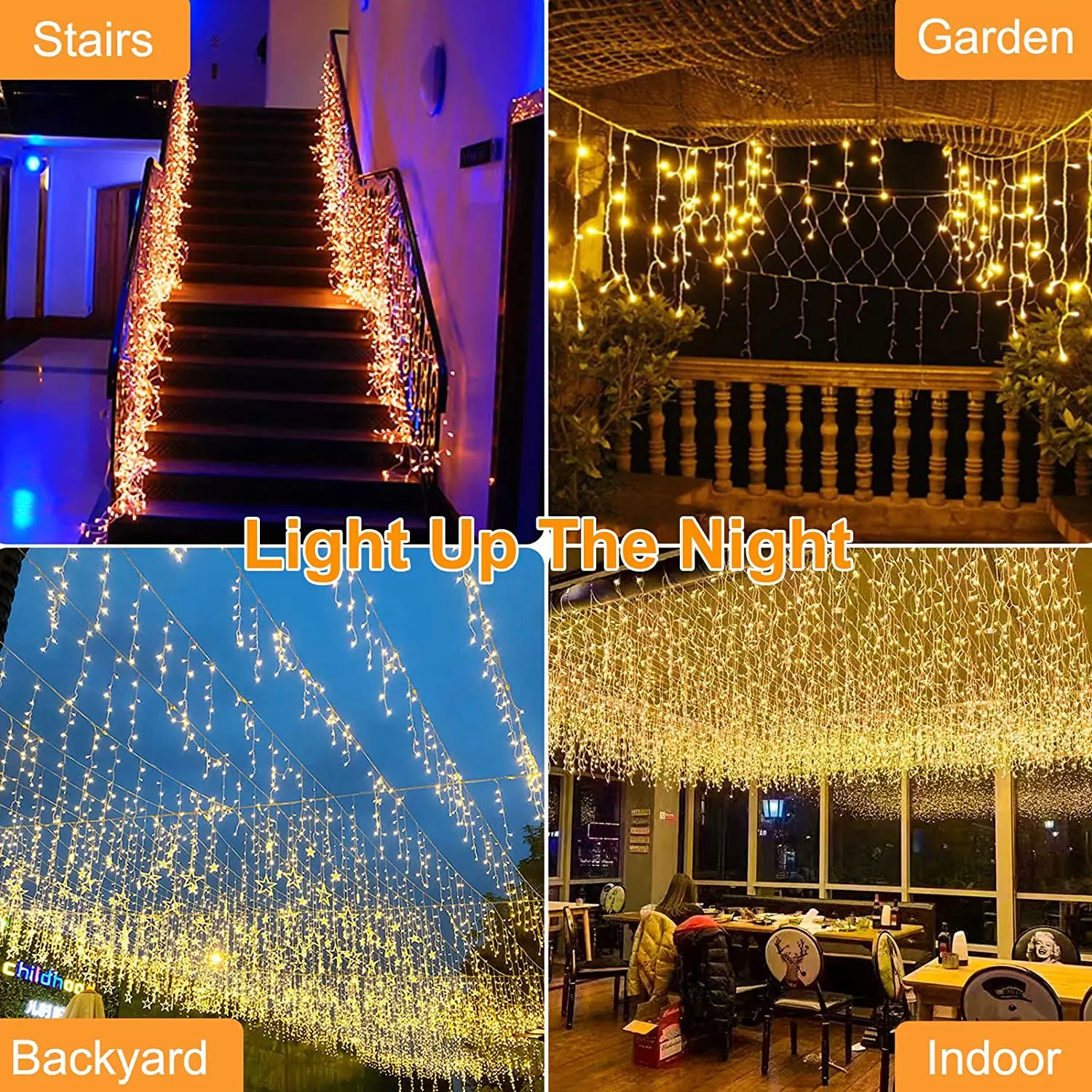 Ramadan Garland Curtain Festoon Led Icicle Light Christmas Decorations 2024 Droop 0.5/0.6/0.7M EU Plug-Operated Wedding Decor