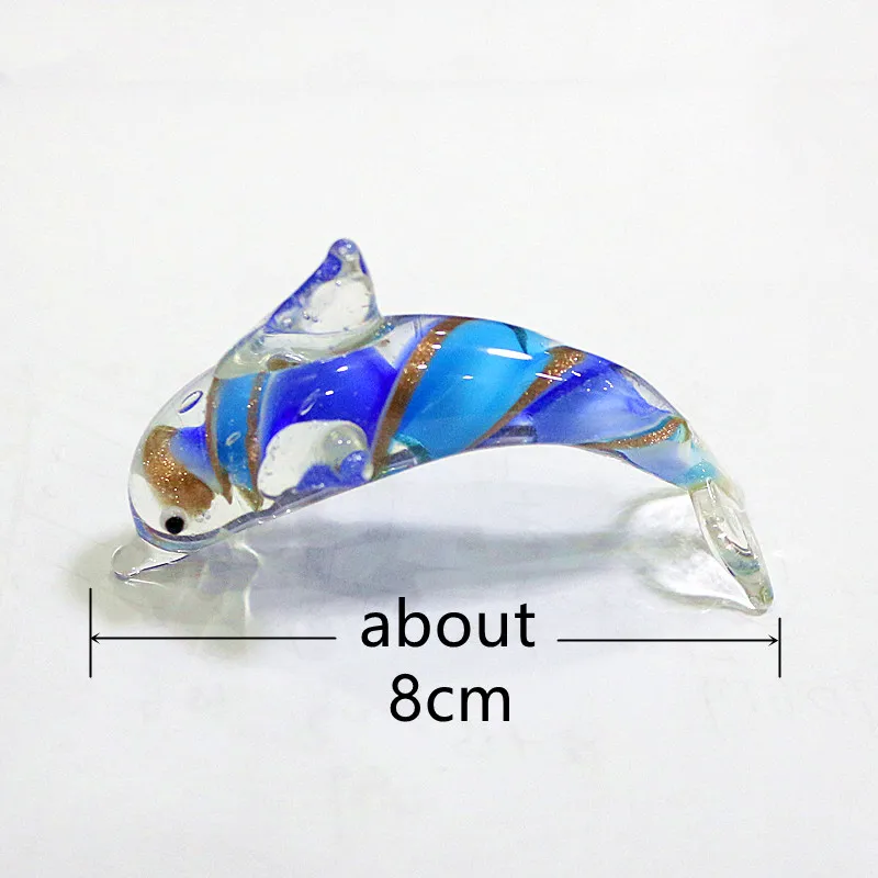 Custom Wholesale Different Styles Miniature Glass Dolphin Figurine Cute Vivid Sea Animal Ornaments Home Desktop Decor Collection