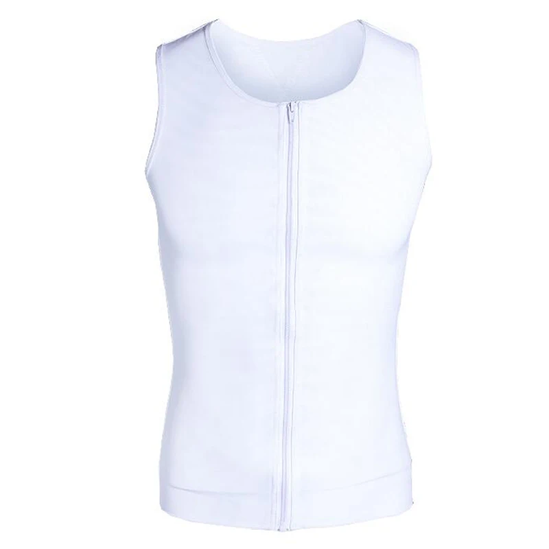 Mannen Afslanken Shaper Borst Binder Corset Controle Tummy Tank Tops Buik Rits Vest