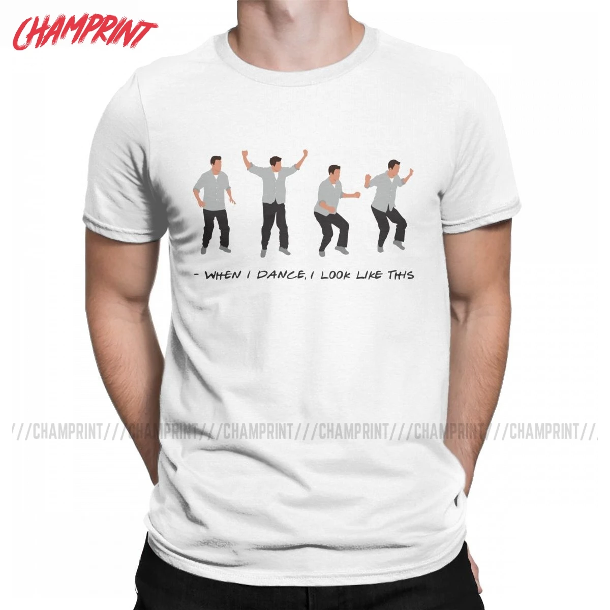 Leisure friends chandler bing when i dance tシャツメンズクルーネックコットンtシャツtv半袖tシャツオリジナル服