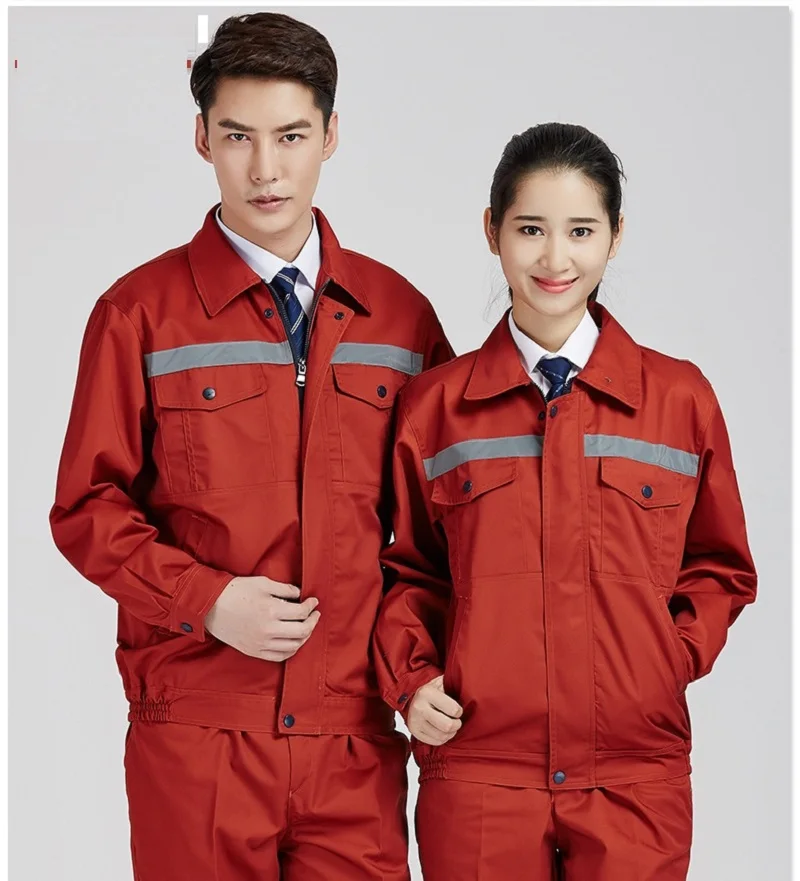 Woman Men Work Coverall Working Uniform Spring Autumn Reflective Safety Welding Suit Car Workshop Mechanic Plus Size Clothes Set