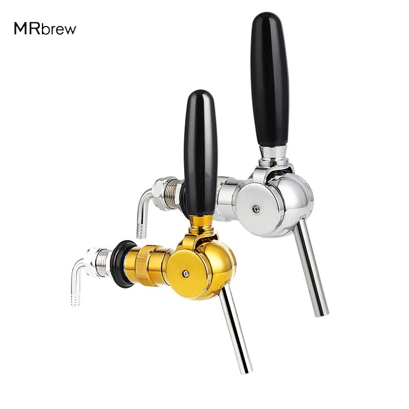 

Belgian Beer Tap Faucet, G5/8 thread shank & Keg Flowing Control Ball Home Brewing Silver Draft Beer Tap Beer Soda Kit Golden