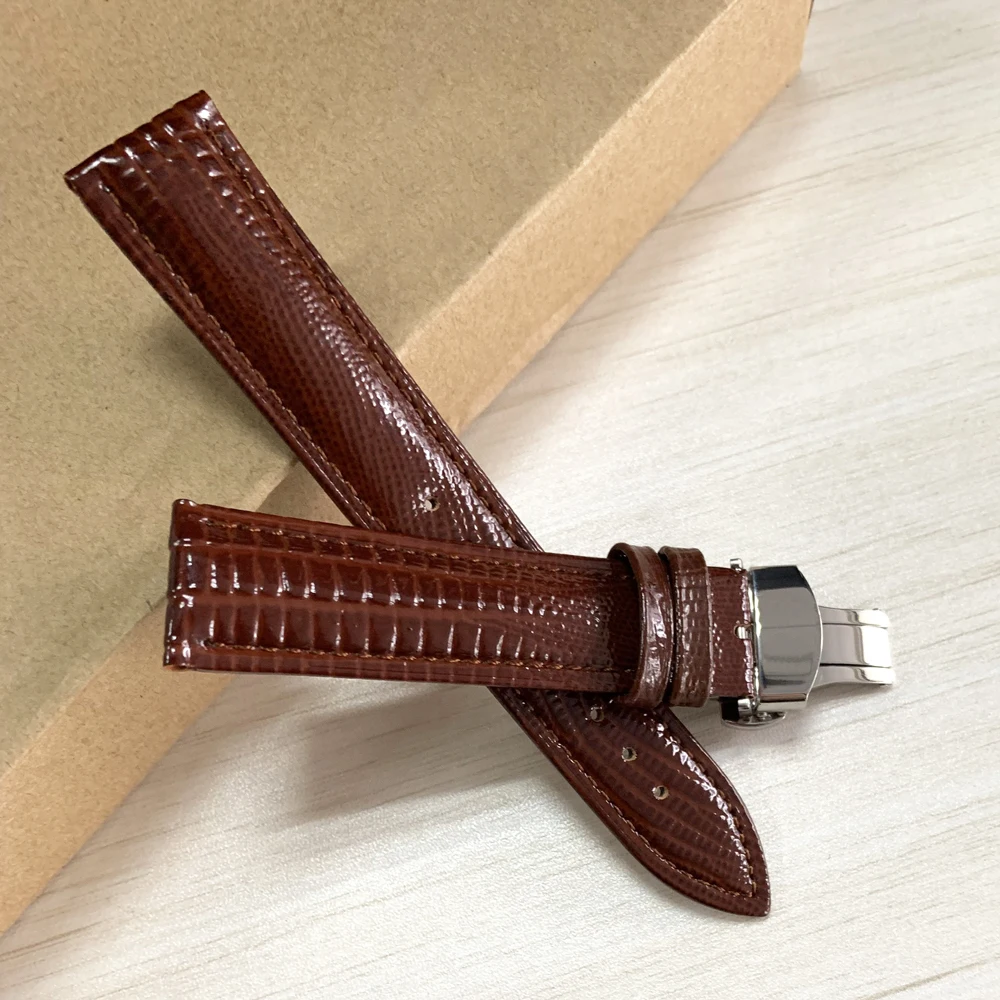 Black Brown Lizard Grain Calf Skin Leather Watch Bands 12 14 16 18 20 22 24mm Watch Strap for Movado Belt Bracelets