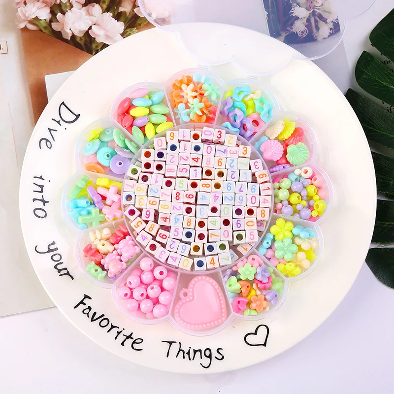 500-580Pcs DIY Beads Toys For Children Hands-on Ability Child Educational Toy Girl Gifts Beaded Lacing Weaving Necklace New