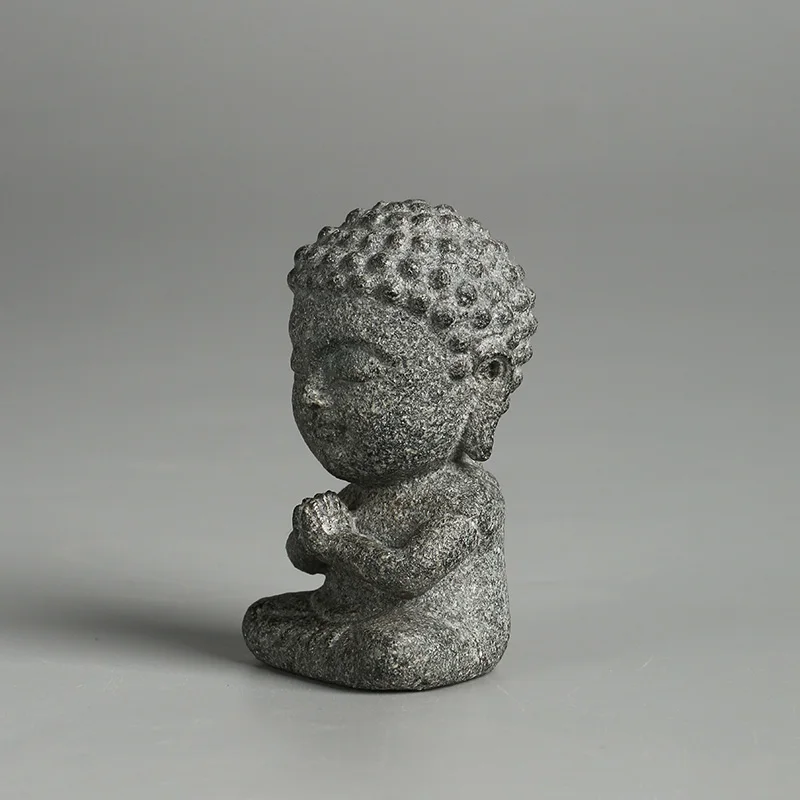 Mini Buddha-Statue aus Naturstein, handgeschnitzte Meditationsfigur, orientalische Zen-Heimdekoration, Geschenk für die spirituelle Kultur des Ostens, 8 cm – Detail 6