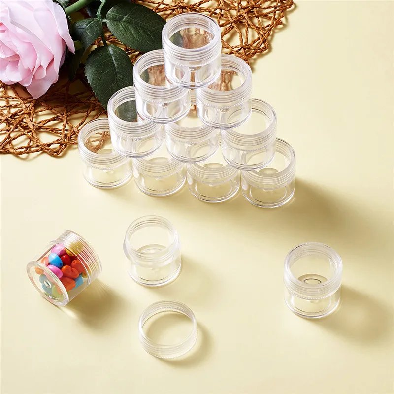 40pcs Clear Column Plastic Bead Rhinestone Storage Containers Bottles Case for Jewelry Packaging 34x33mm