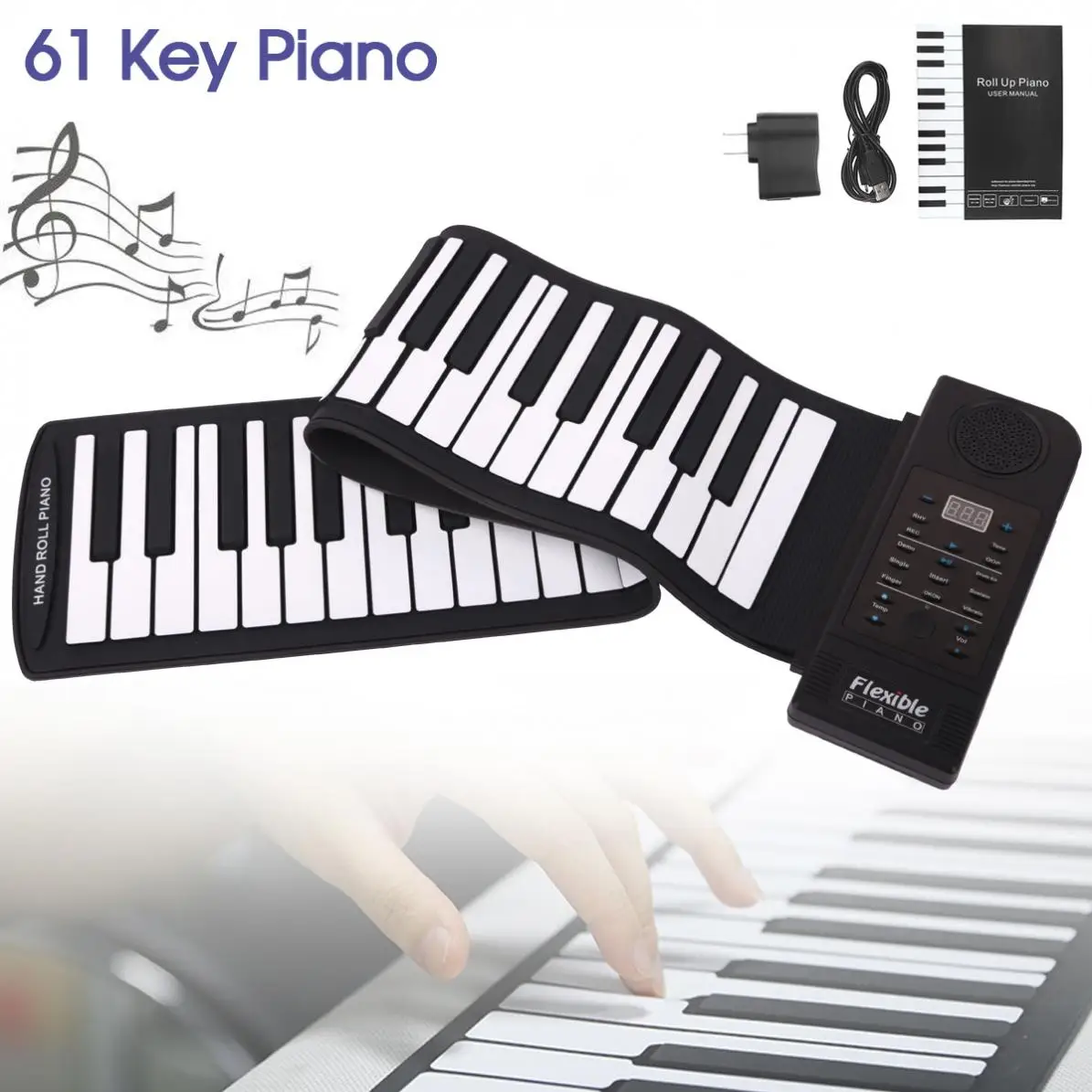 

SLADE Portable 61 Keys Roll Up Flexible Silicone Piano USB Electronic MIDI Keyboard Piano