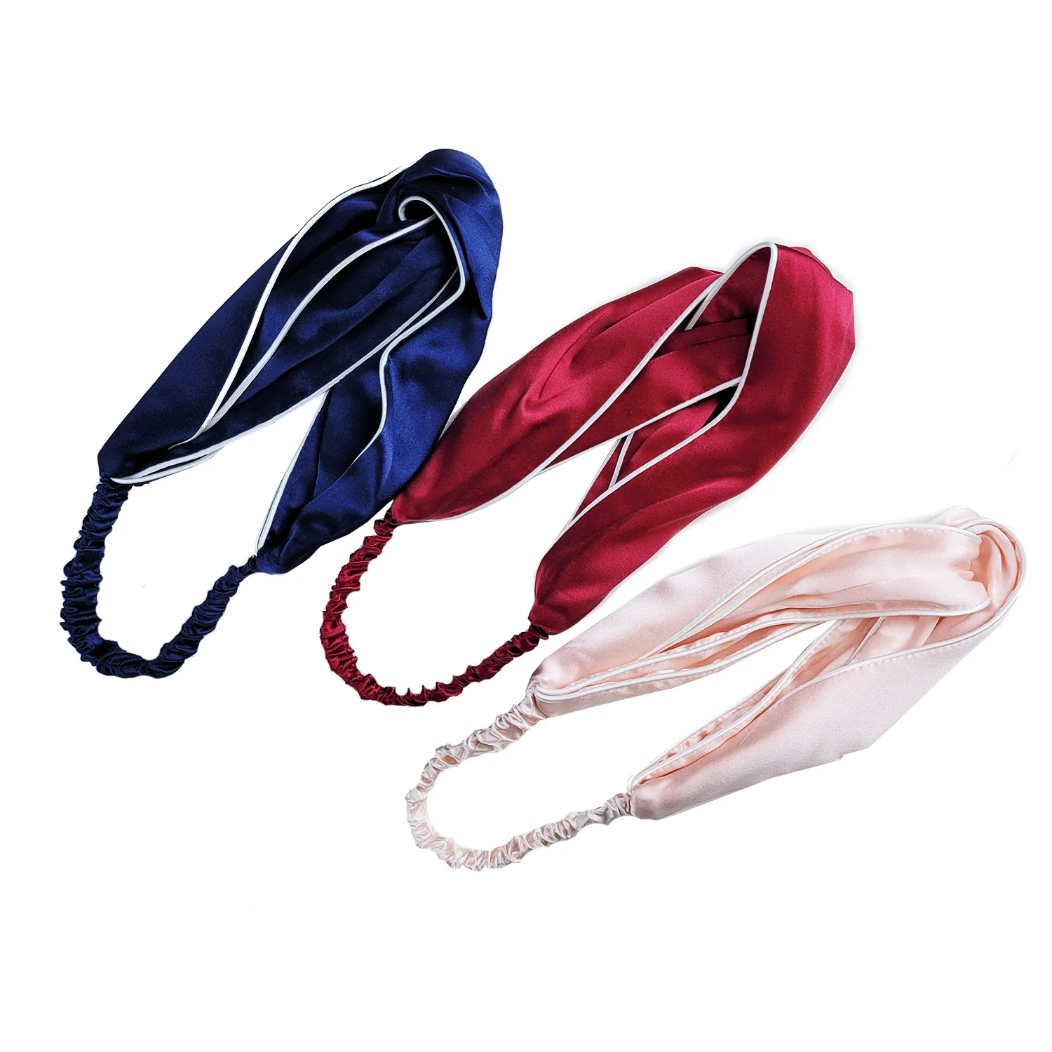 SuyaDream Headband for Woman 100%Real Silk Girls Hairband Solid Navy Pink Hair Accessories