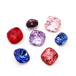 XIAOPU Fresh Color Twinkling Fat Square K9 Loose Rhinestones Piontback Strass Crystal Glue on Clothing Jewelry Accessories