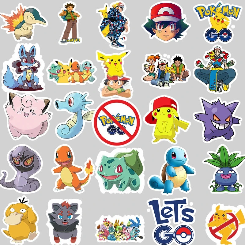 10/50pcs Pokemon Pikachu adesivi Anime Cartoon Kawaii adesivi impermeabili Skateboard bicicletta chitarra Laptop bambini Stiker giocattoli