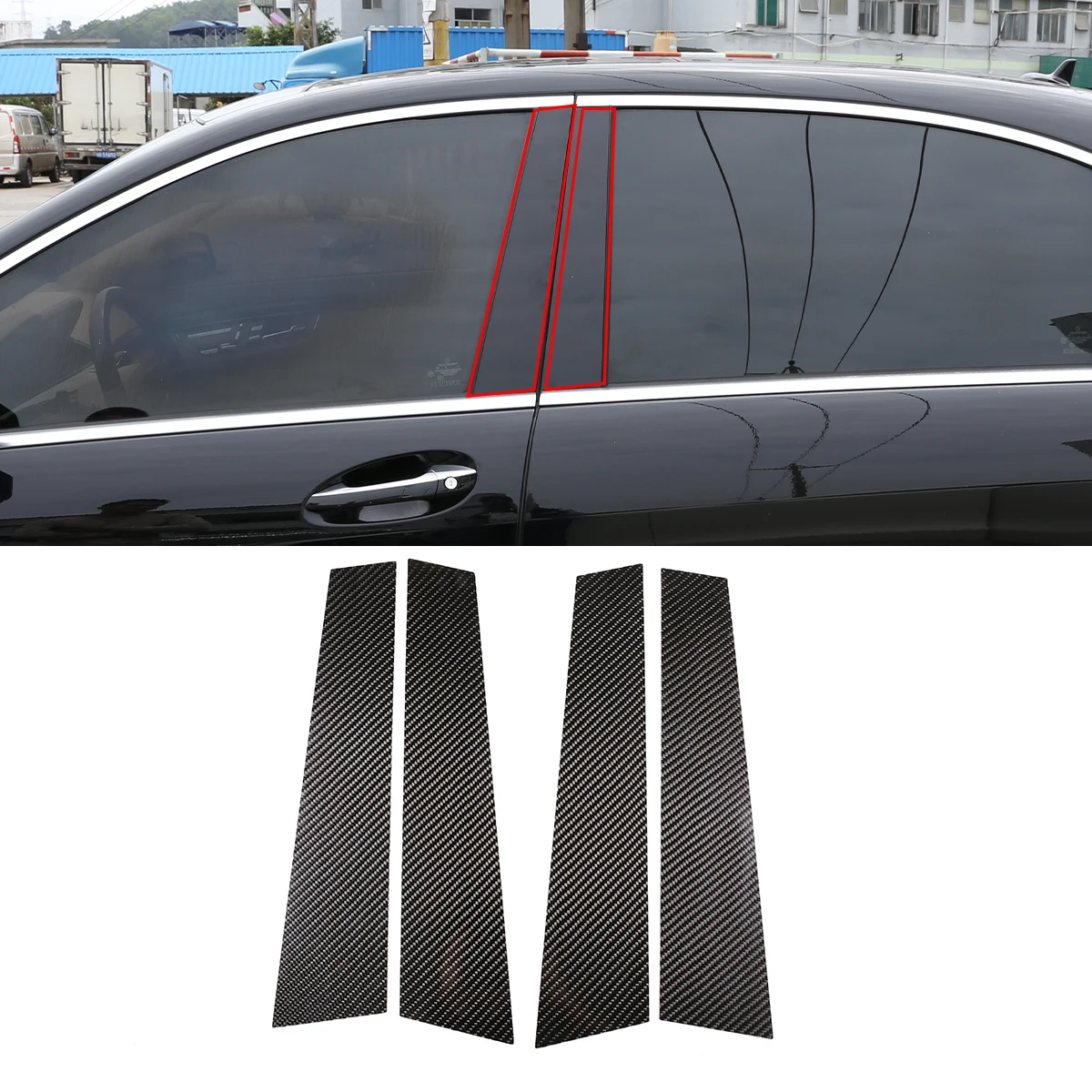 carbon fiber For Mercedes Benz W222 S Class S400L S500 2014-2020 Car Window Center pillar Molding Trim Stickers Car Accessories