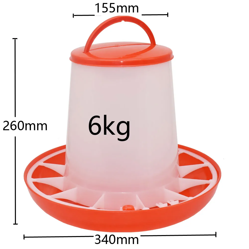 1Pc 6KG Chicken Drinker/Feeder Rooster Hen Drinking Kettle Feeding Device Farm Animal Poultry Feeding Watering Supplies