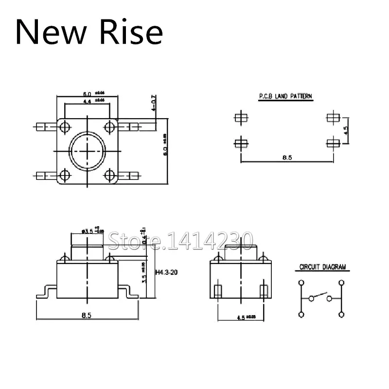 6x6mm Panel PCB Momentary Tactile Tact Mini Push Button Switch SMT 4pin 6x6x4.3/5/6/7.3-12 MM 6*6*4.3MM 5MM 6MM 7MM 8MM - 12MM