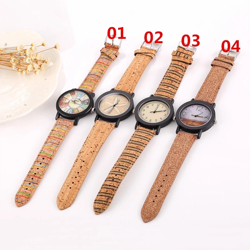 Fashion Unisex Watch High Quality Flower Surface Wood Grain Leather Wrist Watch Quartz Sports Vintage Watches Stylish Clock