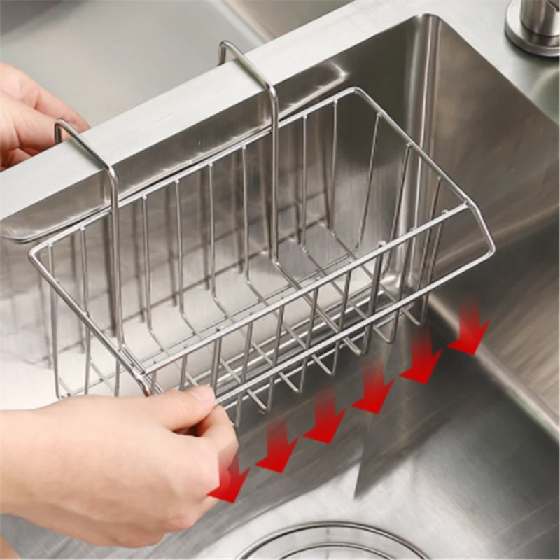 1PC Hanging Drying Basket Kitchen Wrought Stainles Steel Drain Rack Brush Sponge For Sink Storage Drainage Holder Organizer