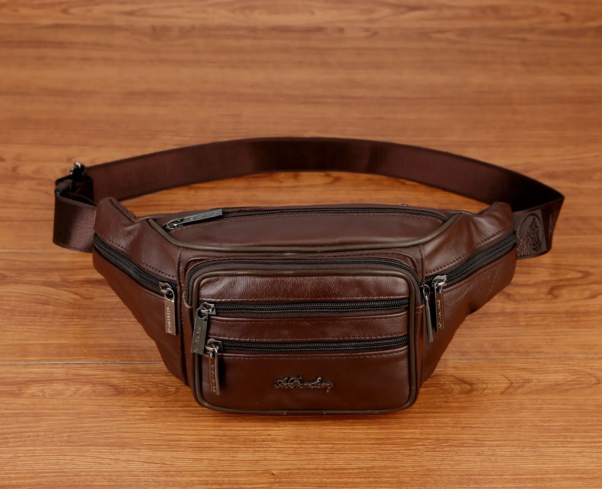 2019 Cross-Border Men's Casual Leather Waist Bag Multi-Function Cashier Business Bag Fashion Outdoor Sport Waist Bag