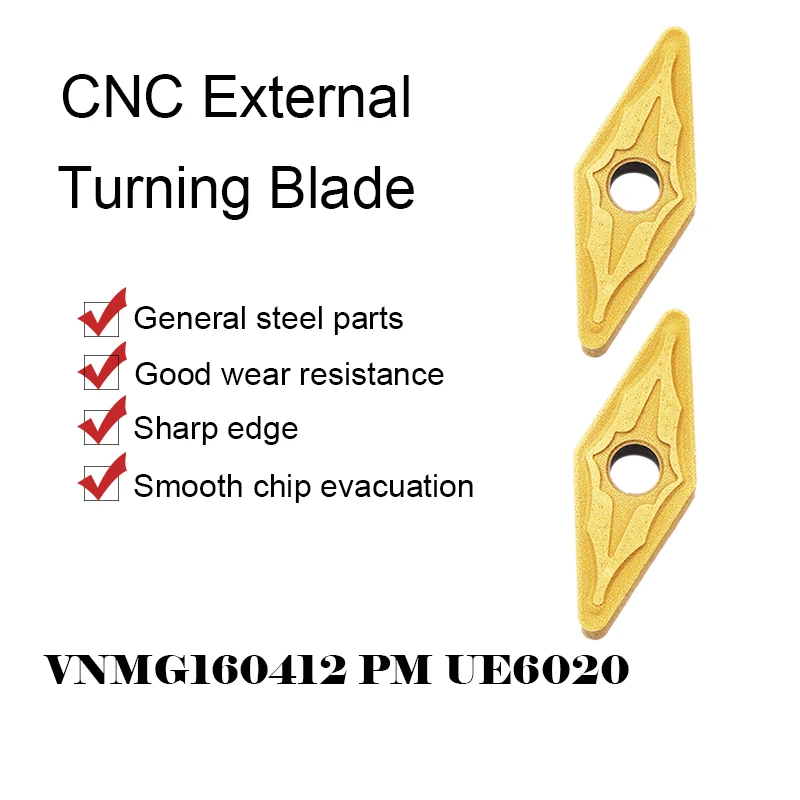 10PCS VNMG160412 PM UE6020 External Turning Tool CNC Milling Cutter Carbide Insert VNMG 160408 Blade Lathe Tool Steel Processing