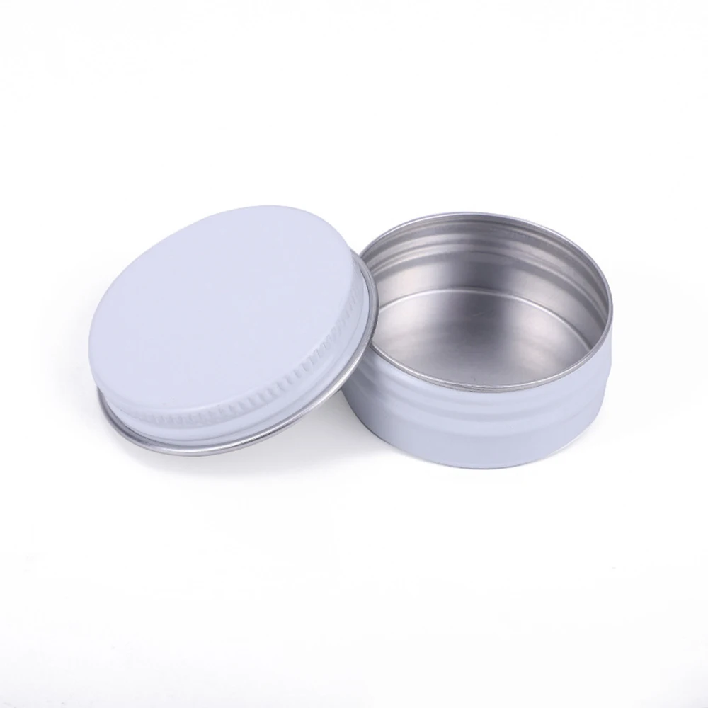 50Pcs/Lot 0.5Oz 1Oz 2Oz Metal Round Balm Tins White Aluminum Cans Empty Containers with Screw Lids for Salve, Spices or Candles