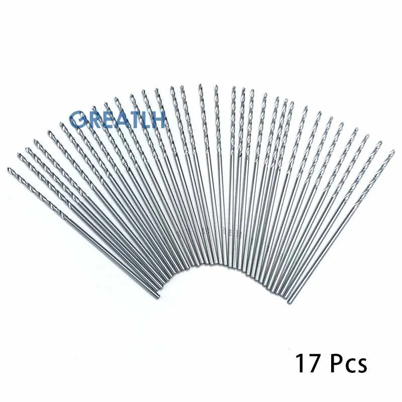 17pcs/set Orthopedics Surgery Tool Stainless Steel Drill Bits 0.8mm-4.8mm Autoclavable Drill Bits Medical Pet Tools 115mm Long