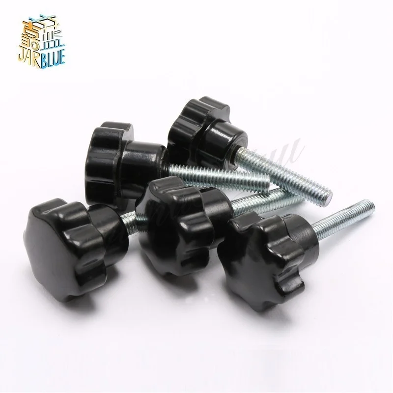 

5pcs M8*16/20/25/30/40mm Bakelite Hand Tighten Screw Handle 30mm Star Hex Hand Knob Tightening Screw Wood Plum Bolt threaded