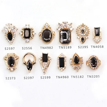 10 sztuk Metal czarny cyrkon biżuteria do paznokci palca diament japoński nowy ozdoba do paznokci Punk Style Manicure ozdoby