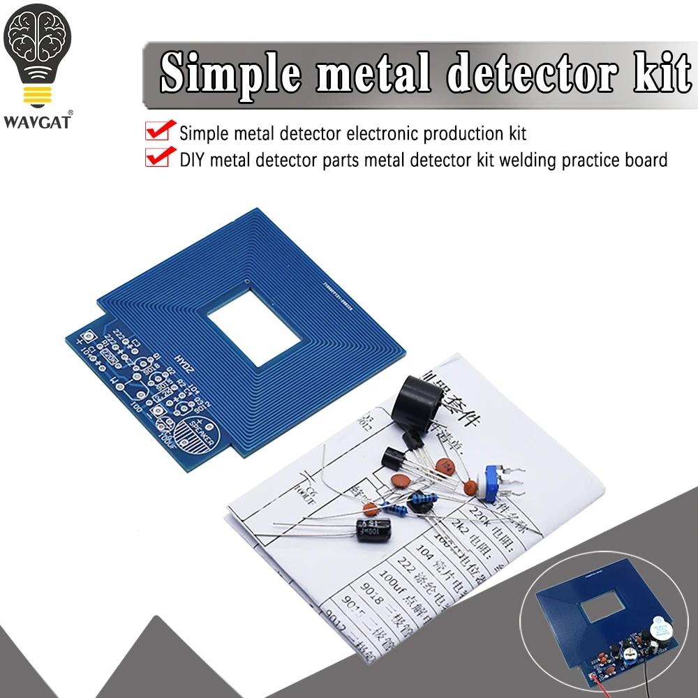 Metal Detector Scanner Unassembled Kit DC 3V-5V Suite Metal Sensor Board Module Electronic DIY Kits PCB Board Buzzer Capacitor