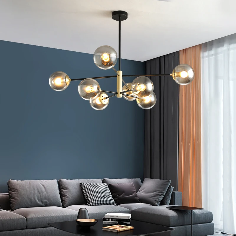 

Glass Ball Bubbles Chandelier for Living room Bedroom Kitchen Restaurant Black Chandelier indoor home lustre suspended luminaire