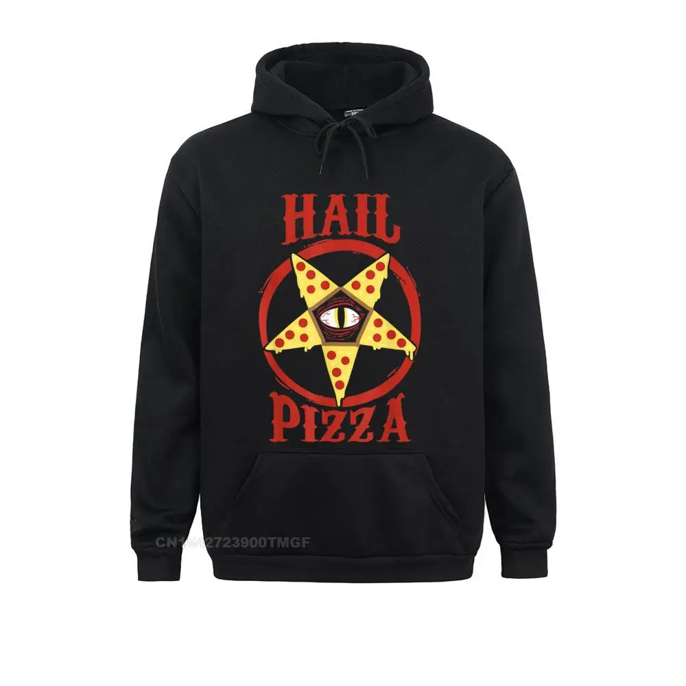 Print Hoodies Father Day Funky Sportswears Male Sweatshirts Hail Pizza Funny Satanic Pizza Pentagram Occult Oversized Hoodie