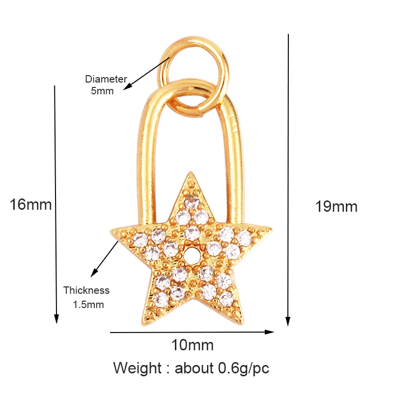 Löwenzahn Erde Stern Herz Hand Zirkonia CZ gepflastert Charm, 18K echt vergoldet Farbe, Handwerk Schmuckzubehör L87 – Detail 11