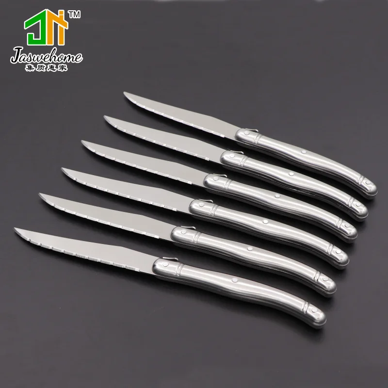 Jaswehome Set of 6 Stainless Steel Steak Knife Laguiole Dinnerware Cutlery Tablewares Western Dinner Flatwares Table Knife