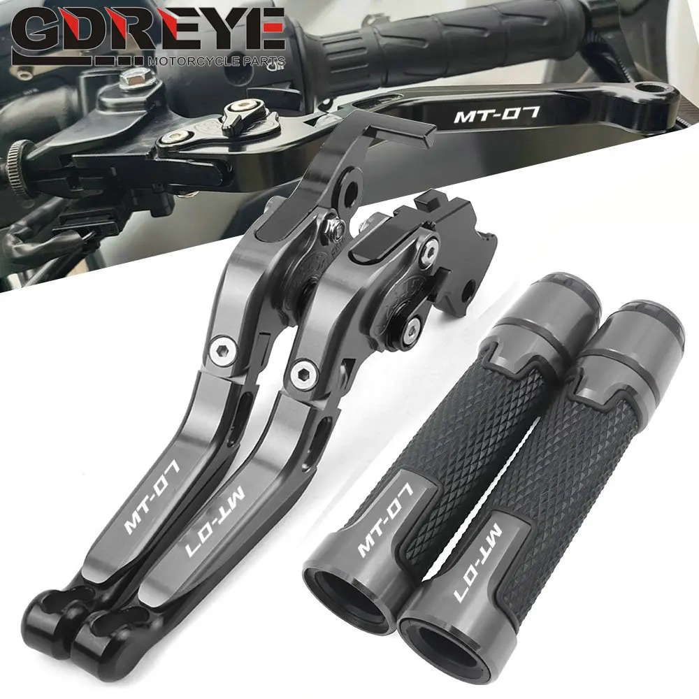 MT07 LOGO Motorcycle Adjustable Brake Clutch Lever Handle Hand Grips For Yamaha MT-07 2014 2015 2016 2017 2018 2019 2020 MT 07