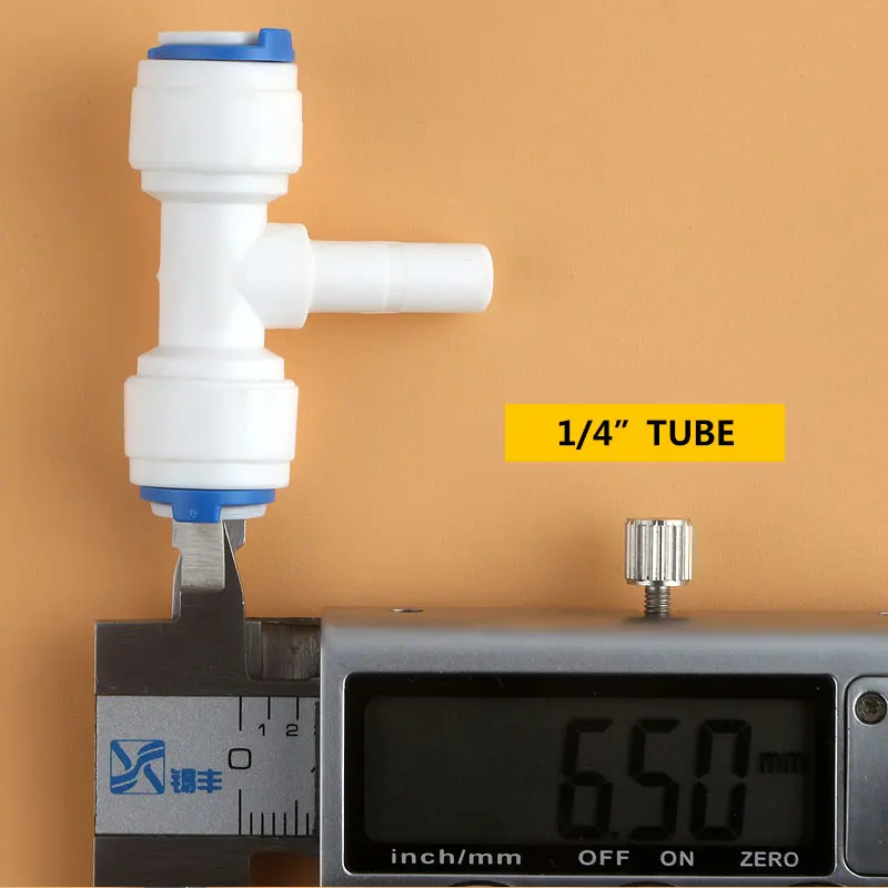 1/4 ''PE Kết Nối Nhanh 1/4'' Trung Bu Lông Tee 7011 Ống 3 Cách Cứng Cắm Chung Bể Cá Nước RO lọc Hệ Thống Thẩm Thấu Ngược