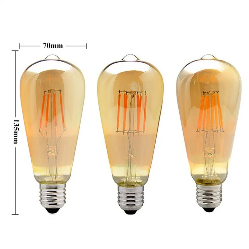 LED COB light ST64 6W 8W 12W 20W LED Filament Bulb lamp 220V E27 Vintage Antique Retro Edison Ampoule Replace Incandescent Light