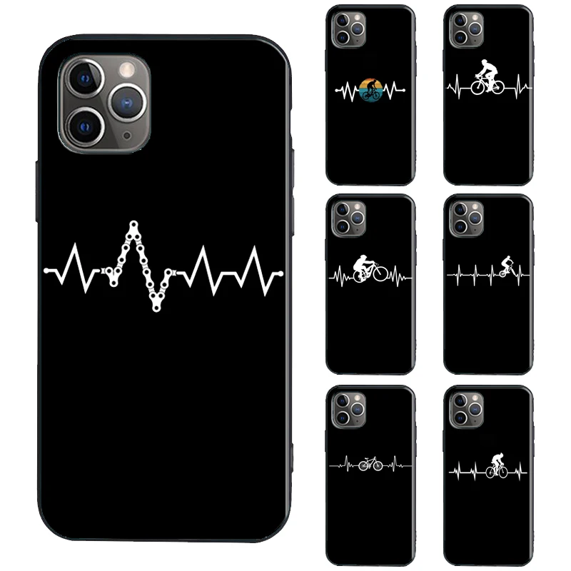 Bike Bicycle Heartbeat Case For iPhone 13 12 mini 11 14 Pro Max 6S 7 8 Plus X XR XS Max SE 2020 TPU Cover Coque