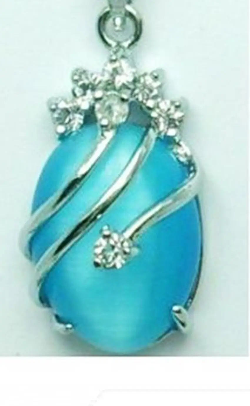 

Excellent blue Opal necklace Pendant + Chain Ketten 5.27