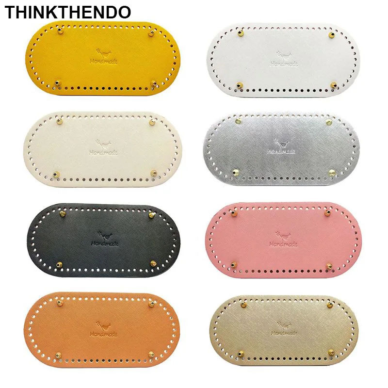 Leather Bottom Base with Pre-drilled Holes for Knitting DIY Purse Handbag Shoulder Bag