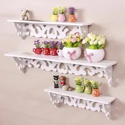 New 1Pc Carved Hollow Wood Wall Hanging Rack Shelf Shelve Holder Home Decor Photo Frame Display Storage Holder Sundries Shelves