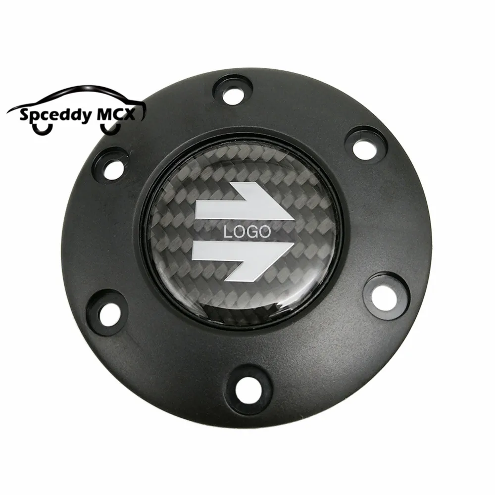 8 style Universal Racing Car Sport Modified Styling Carbon Fiber Steering Wheel Horn Button Speaker Control Cover With LOGO