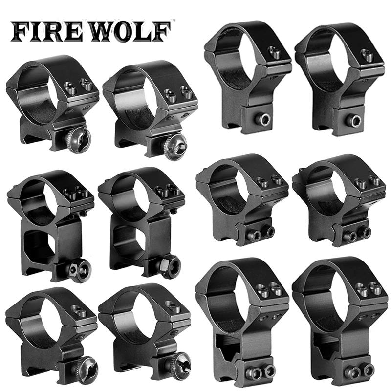 FIRE WOLF-Anillo de montaje para mira telescópica de rifle, Riel de cola de milano de 30mm/25,4mm, 11mm /20mm, perfil alto y bajo, montaje de caza