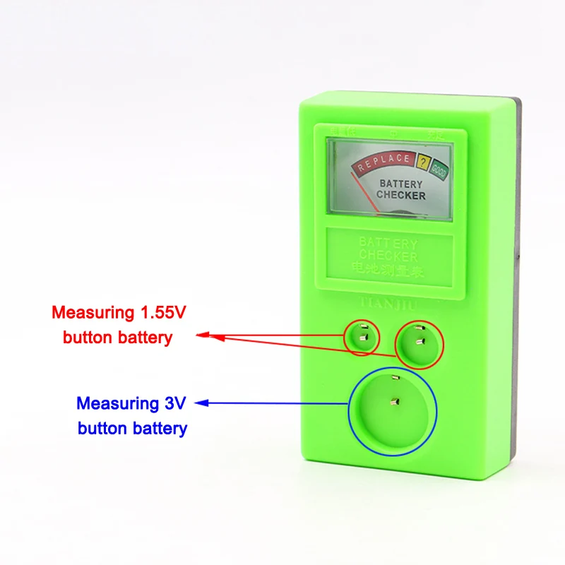 1.55 & 3 V Button Battery Tester Portable Watch Clock Cell Measuring Tool Accessory Easy to Use Repair Meter Batteries Measuring