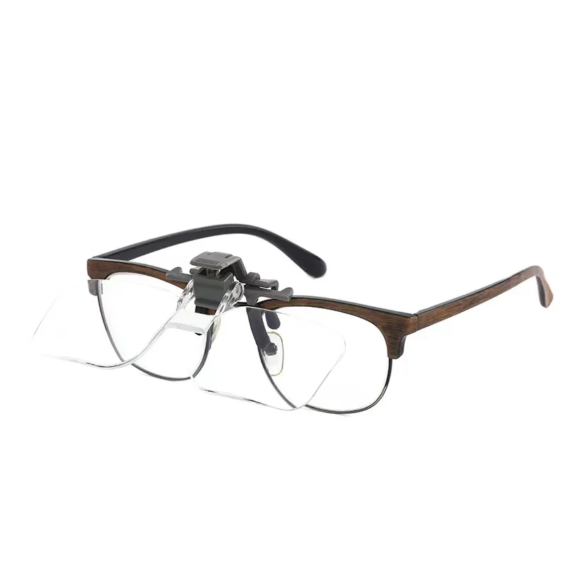 2X Eye Glasses Magnifier with Clip Third Hand Lighted Magnifying Glass Loupe f Needlework Crafts Reading Stamps Low Vision Aids